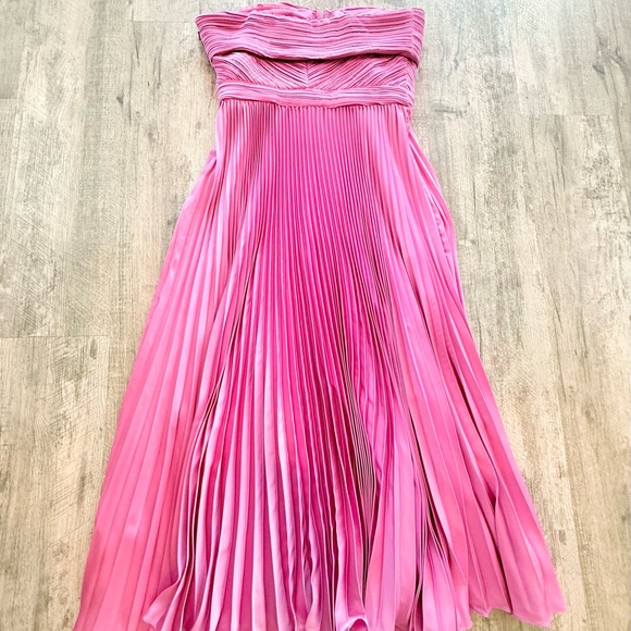 AMUR Harden Strapless Pleated Pink Midi Dress NWT - Picture 11 of 16